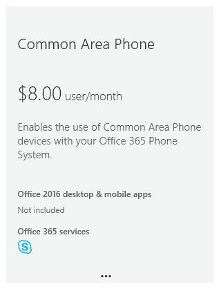 Microsoft Skype for Business common area phone SKU listing
