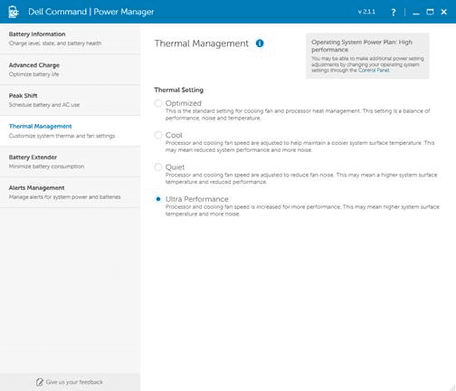 dell power manager thermal management