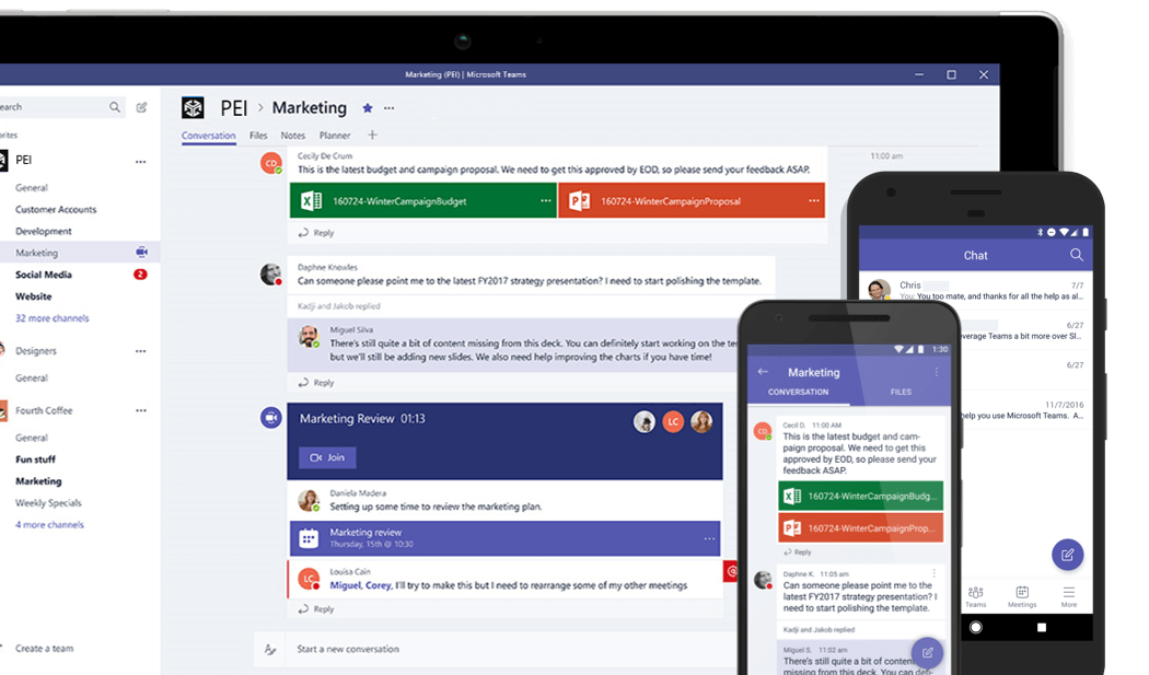 Microsoft Teams deployment on devices shown as example of intelligent communications