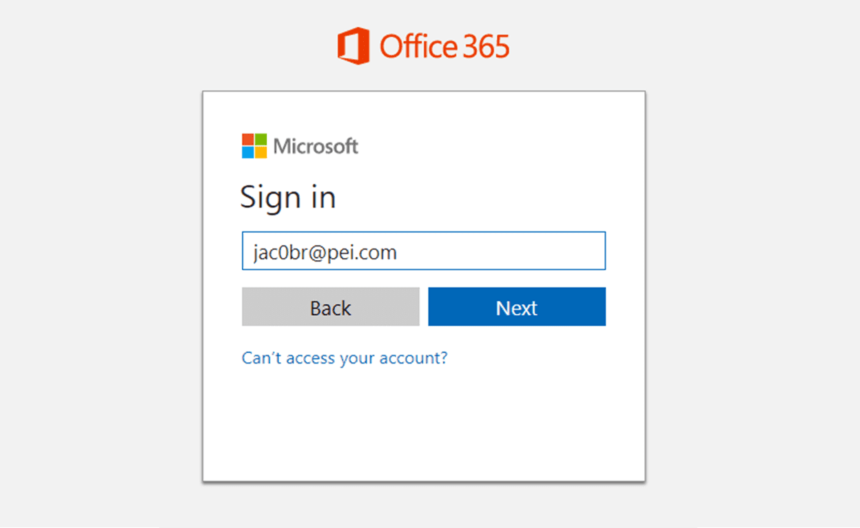 Office 365 New Sign In Experience screenshot