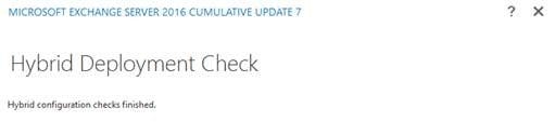 Exchange Hybrid Deployment Check Fails solution fixed message