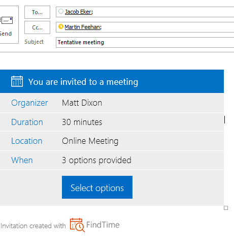 Outlook new meeting poll invite screenshot