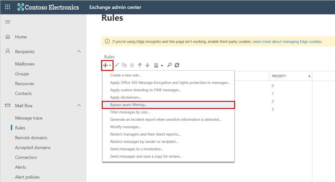 email whitelist o365