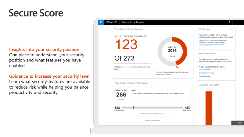 Microsoft Secure Score Screenshot