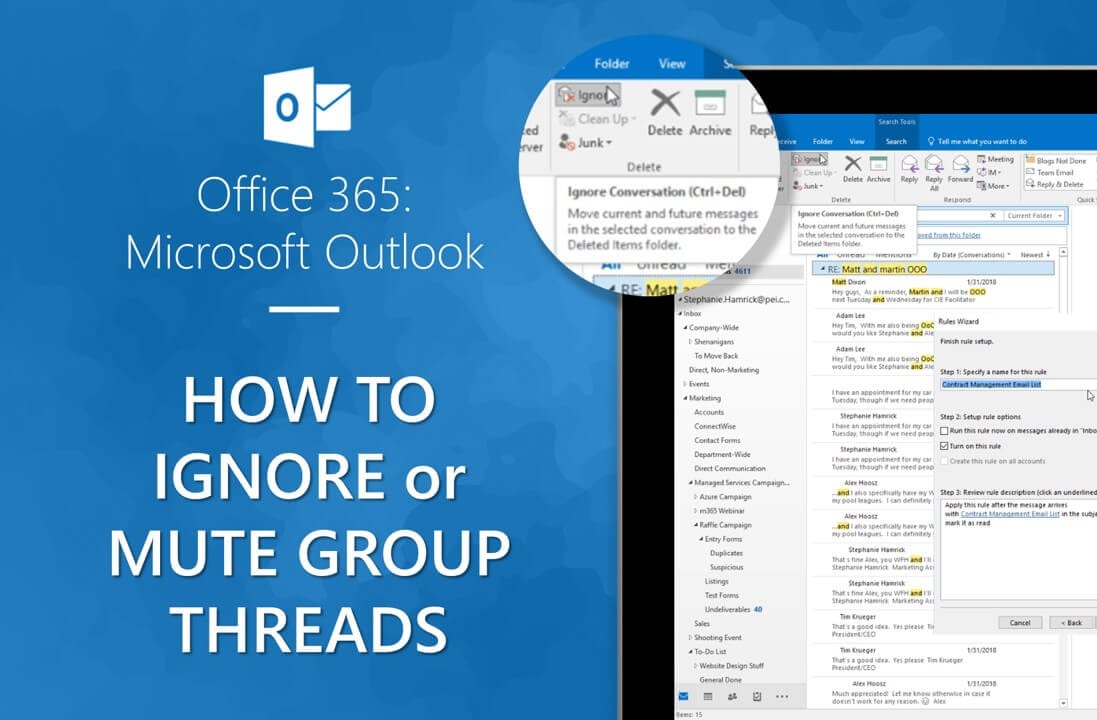 ms outlook 365 delete emails in group by