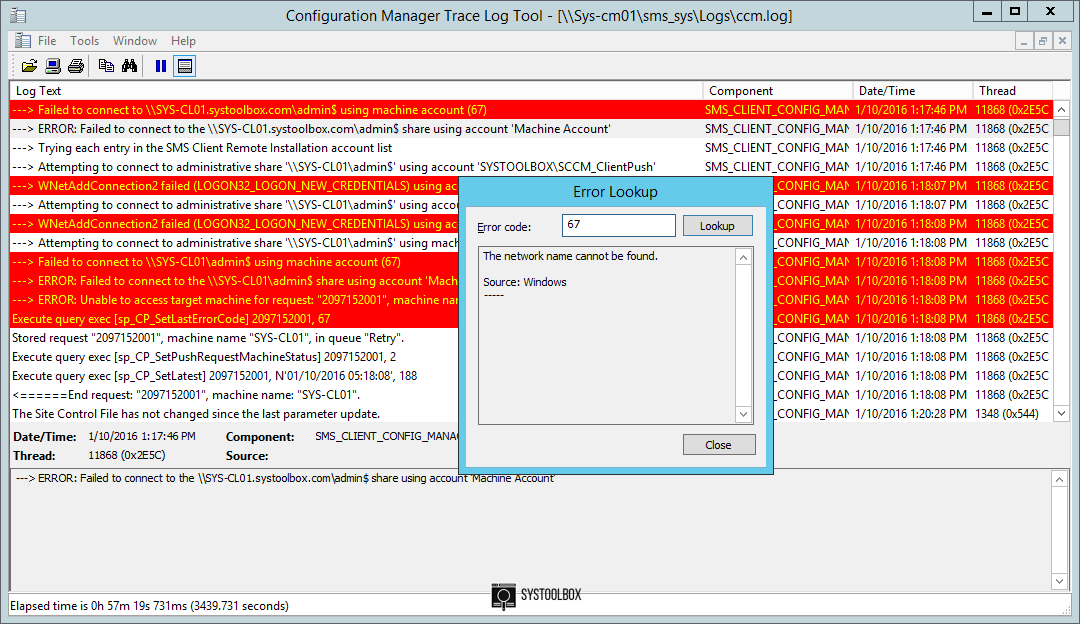 CMTrace Error Lookup screenshot