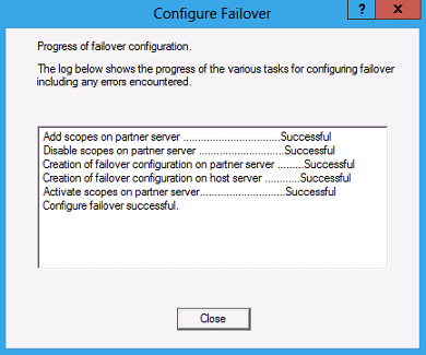 DHCP Configure Failover Screenshot