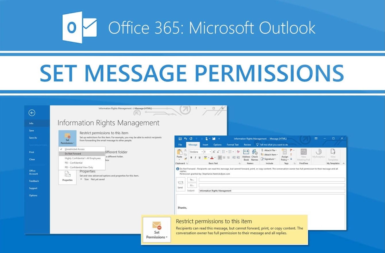 Office 365 - Setting Information Rights Management Policies in Outlook