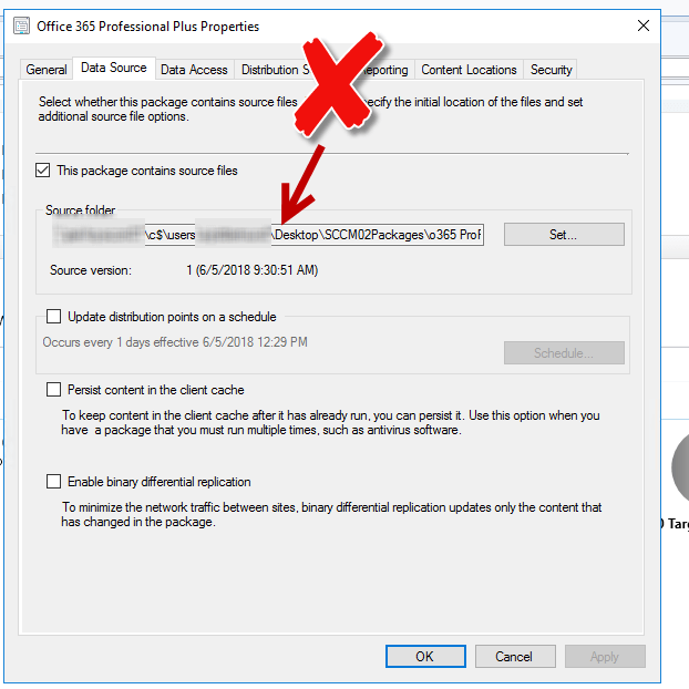 import package from new SCCM Server