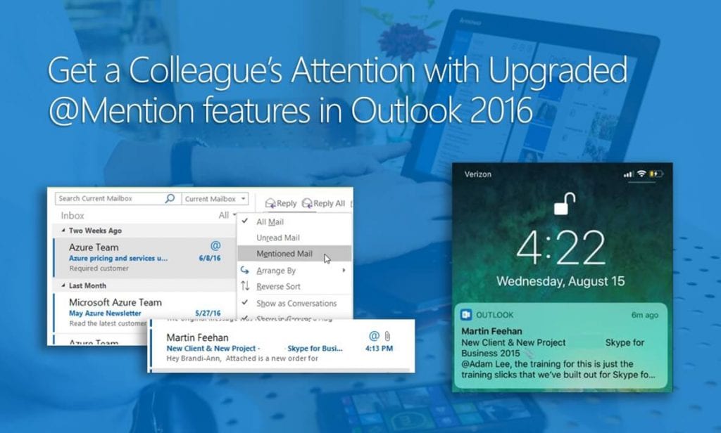 why can t i mention someone in outlook email