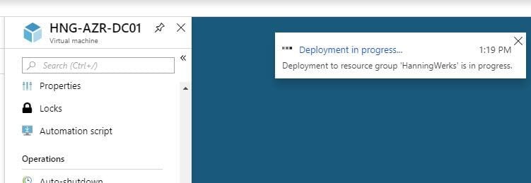 deployment status for Azure Recovery Services Vault