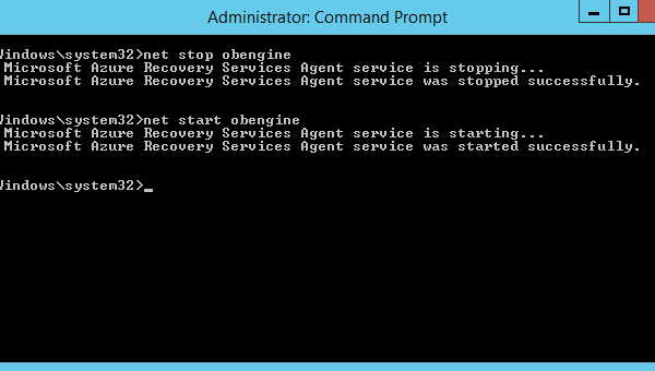 restart azure backup engine