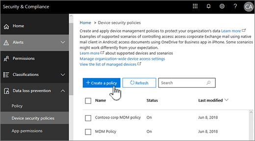 Office 365 Mobile Data Loss Prevention Security