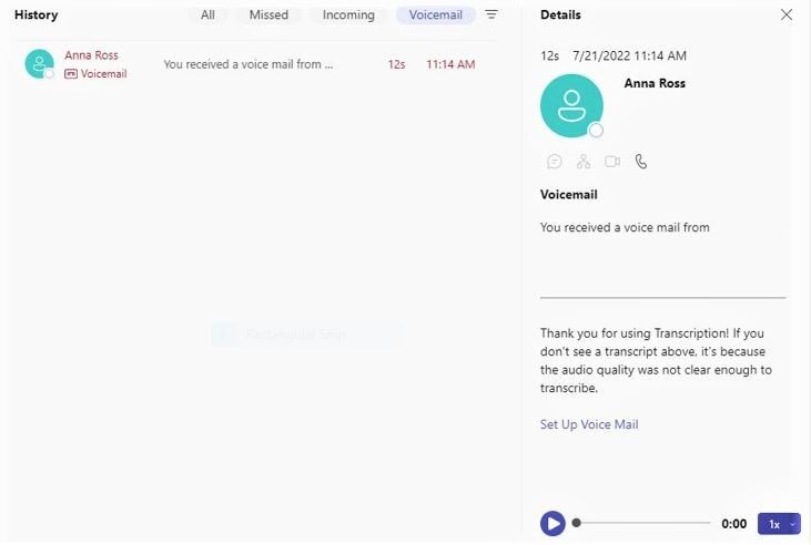 Check your voicemail in Teams.