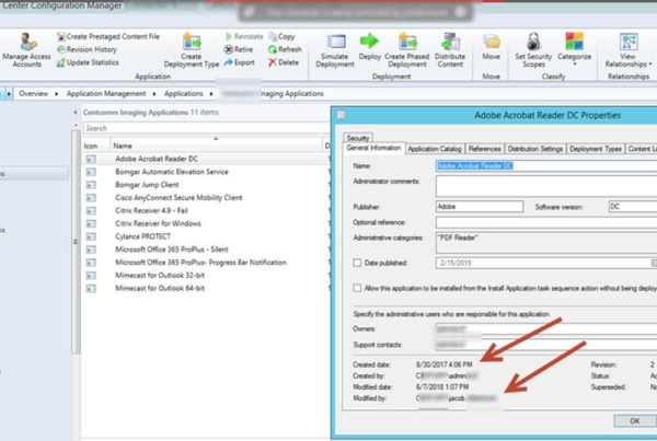 SCCM Last modified by Application