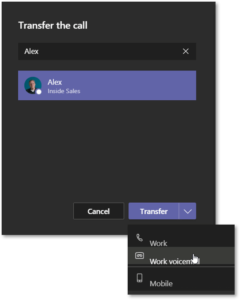 Transfer a Call to Work Voicemail in Microsoft Teams