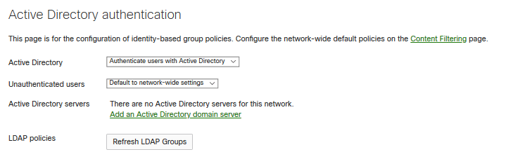 Use content filtering with Active Directory