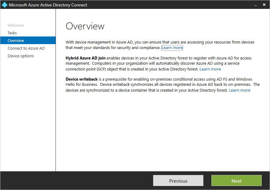 Hybrid Azure AD Join Overview page