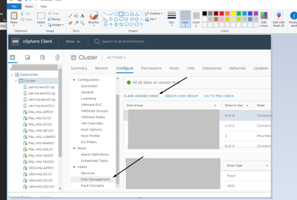 Claim unused disks in vSphere Client