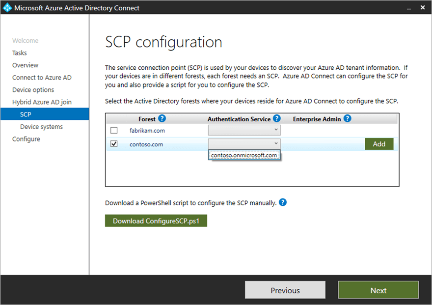 Configure SCP for Azure AD Connect Hybrid