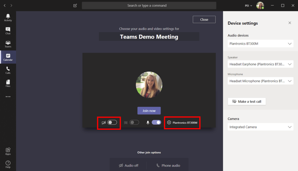 Turn on Video in Microsoft Teams Meeting