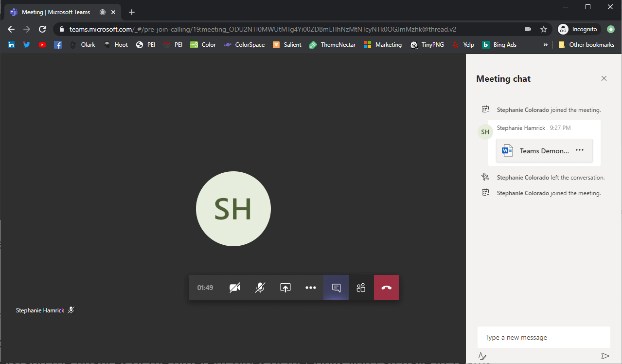 Microsoft Teams Meeting from Google Chrome