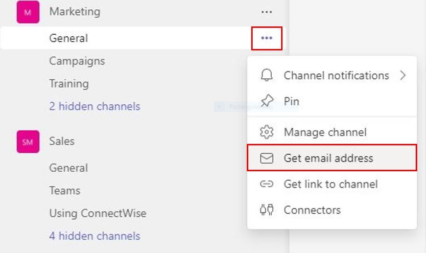 Get a Channel email in Teams.