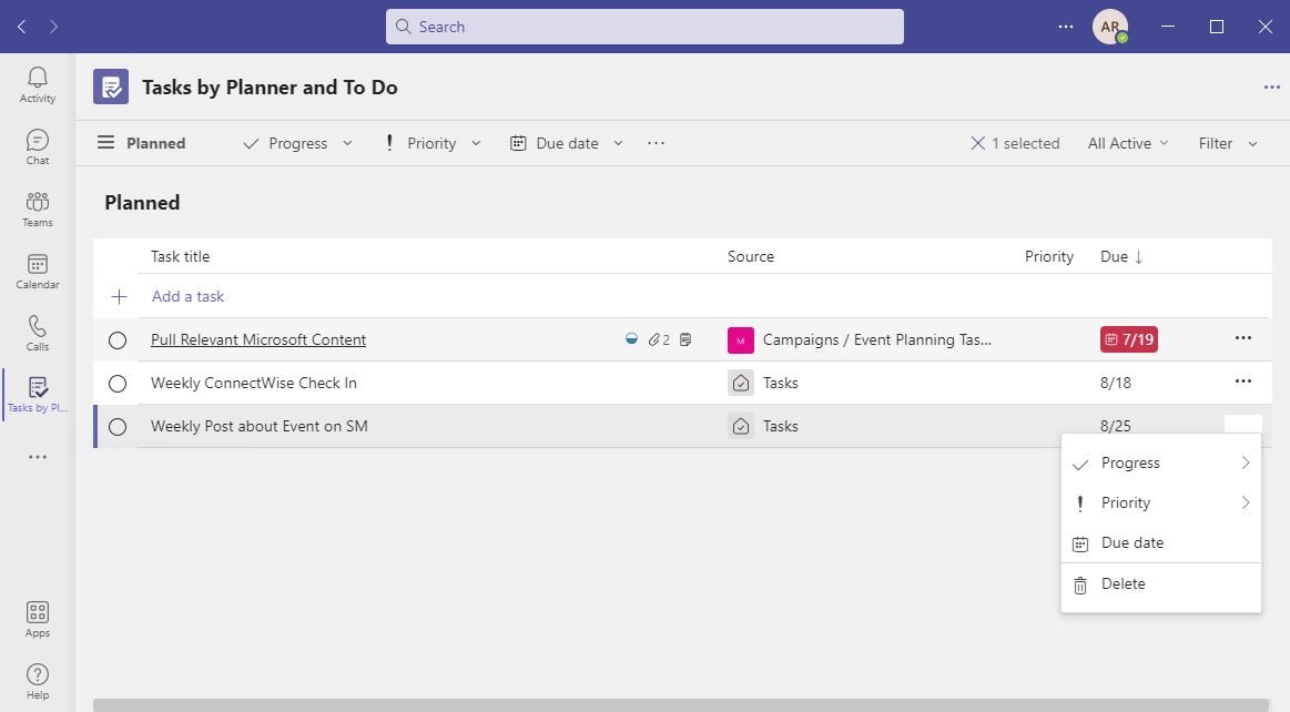 Microsoft Teams Tasks by Planner and To Do