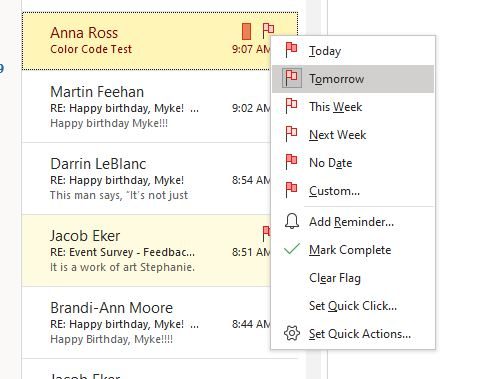 Create tasks from flagged emails in Outlook