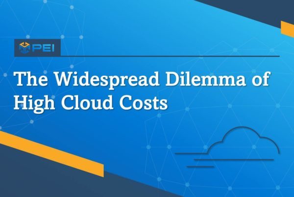 "The Widespread Dilemma of High Cloud Costs" blue background