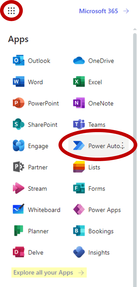 Access Power Automate from your Office 365 Portal